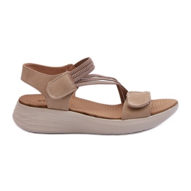 Women's Comfortable Velcro Sandals Beige Eladora Women's Comfortable Velcro Sandals Beige Eladora