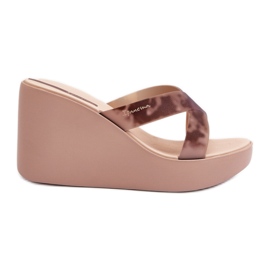 Women's Wedge Flip Flops 83520 Ipanema High Fashion Slide Fem Beige
