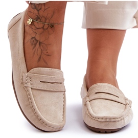 Women's suede beige loafers