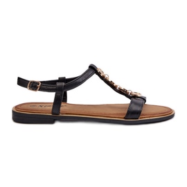 Women's Flat Sandals With Decorations Black Muridia