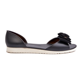 Women's Rubber Ballet Flats With Bow, Black Georia