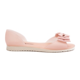 Women's Rubber Ballet Flats With Bow, Light Pink Georia