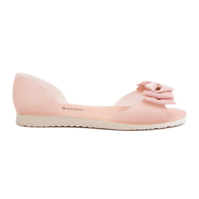 Women's Rubber Ballet Flats With Bow, Light Pink Georia