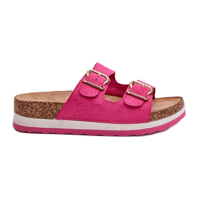 Women's Flip-flops On The Platform With Buckles Eco Suede Fuchsia Ursila pink