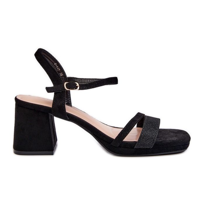 Women's High Heel Sandals With A Shiny Strap Black Tessata Women's High Heel Sandals With A Shiny Strap Black Tessata