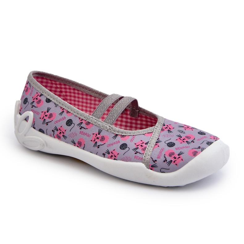 Befado Ballerina slippers for girls with kittens 116Y327 Gray and Pink