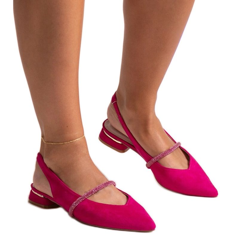 Dark pink ballet flats with a Morcosa leather insert