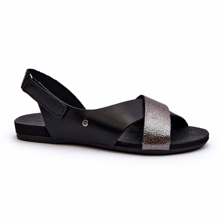 Zazoo 40141 Leather Sandals With Velcro, Black