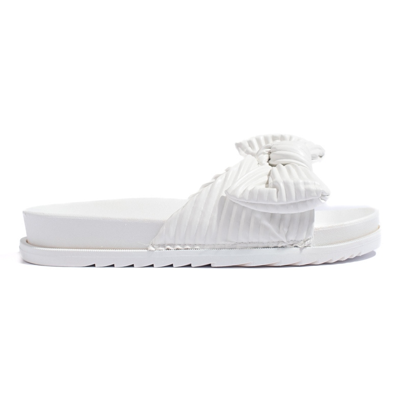 White flip-flops with a thick sole
