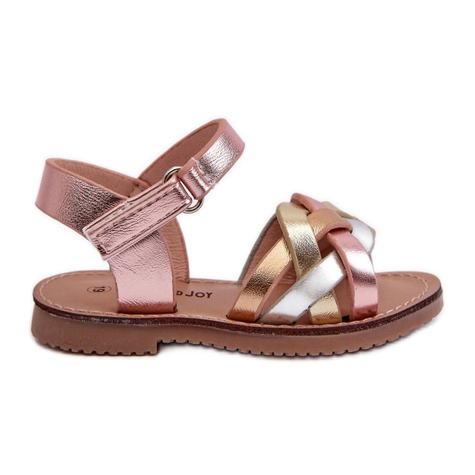 Children's Sandals Fastened With Velcro With Intertwined Straps Multicolor Dianttha pink