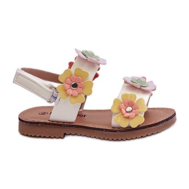 Children's Sandals Decorated with Flowers Multicolor Tinette white