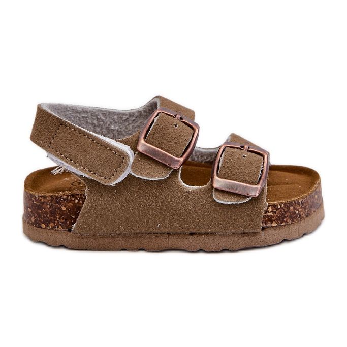 Children's Sandals on a Cork Platform, Fastened with Velcro, Khaki Rorria beige Children's Sandals on a Cork Platform, Fastened with Velcro, Khaki Rorria beige