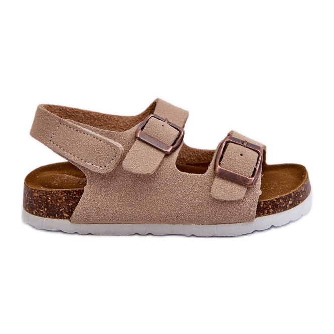 Children's sandals on a cork platform, fastened with Velcro, Beige Rorria