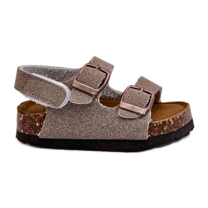 Children's Sandals on a Cork Platform, Fastened with Velcro, Gray Rorria grey Children's Sandals on a Cork Platform, Fastened with Velcro, Gray Rorria grey