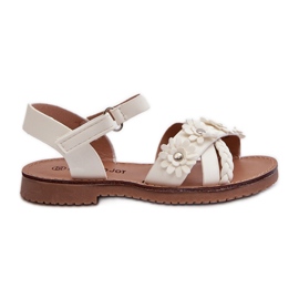 Children's sandals with Velcro fastening and flowers, white Nestalee