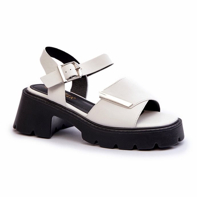 Women's sandals with eco-leather with high heels and Vinceza 36257 white platform