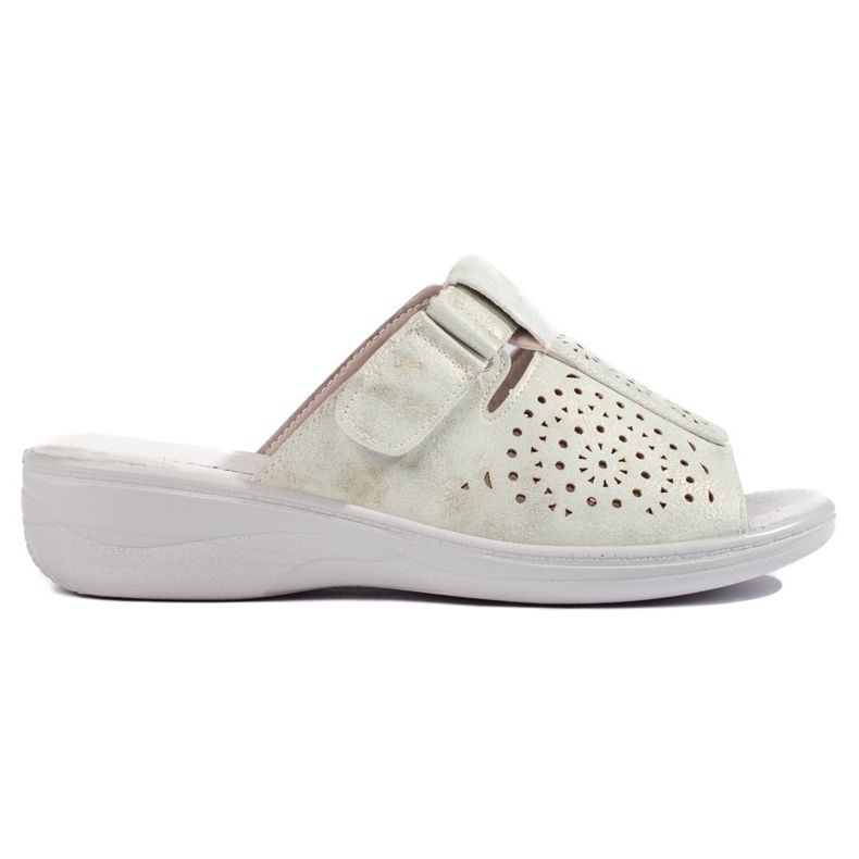 Women's openwork flip-flops with a comfortable wedge grey