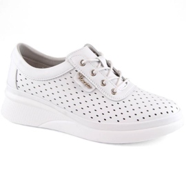 Vinceza W JAN274 white leather openwork wedge shoes