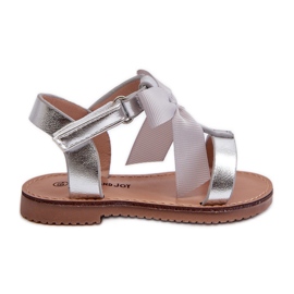 Children's sandals with a Velcro bow, silver Joratia