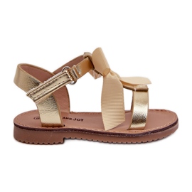 Children's sandals with a Velcro bow, gold Joratia golden Children's sandals with a Velcro bow, gold Joratia golden