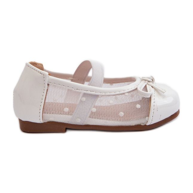Children's ballerina shoes with a bow, white Jellema