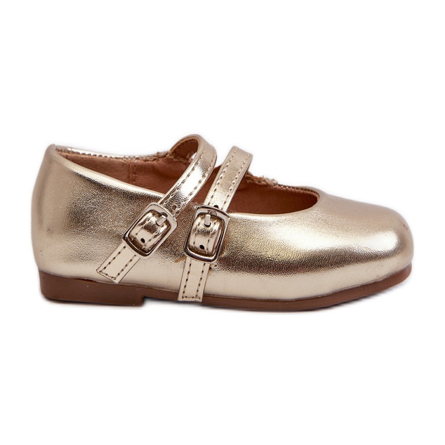 Children's ballerina shoes with golden Margenis straps Children's ballerina shoes with golden Margenis straps