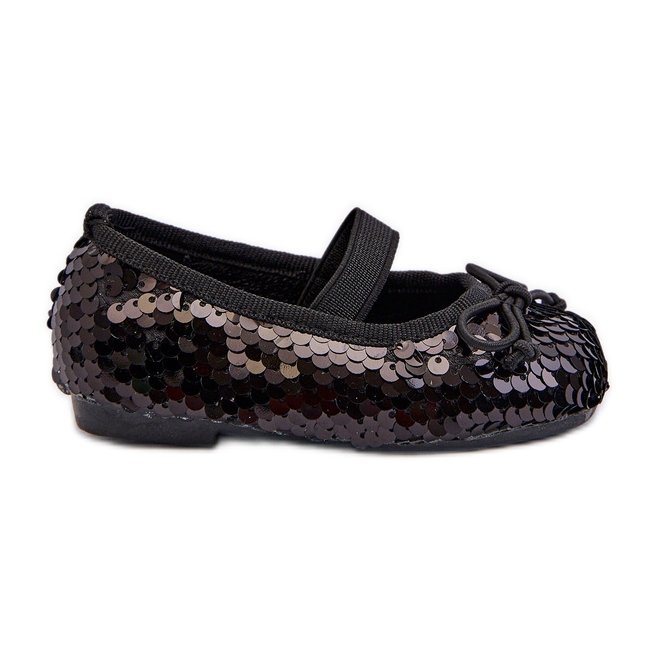 Children's ballerina shoes decorated with sequins, Black Weries Children's ballerina shoes decorated with sequins, Black Weries