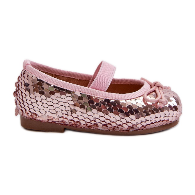 Children's ballerina shoes decorated with sequins, pink Weries