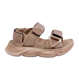 Children's sandals with Velcro fastening, Beige Orretta