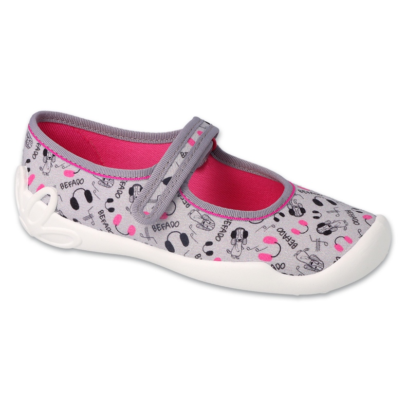 Befado children's slippers 114Y520 gray with colorful applications grey
