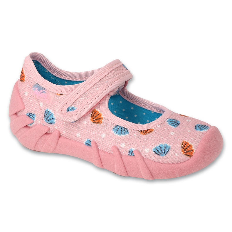 Befado children's slippers 109N266 pink with colorful shells
