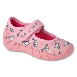 Befado children's slippers 109N267 pink with unicorns