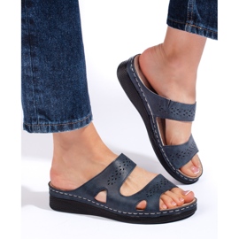 Comfortable navy blue women's flip-flops