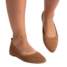 Wendana fabric caramel ballerina shoes brown