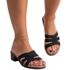Lidiene black high-heeled mules