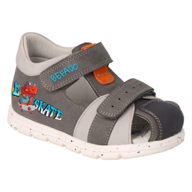Befado children's sandals, leather insert with Velcro, 170X087, gray grey