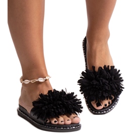 Black flip-flops with flowers by Levina