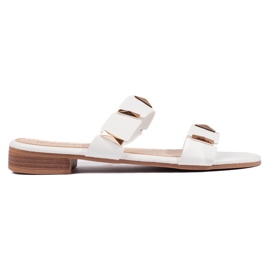 White women's flip-flops with a flat sole