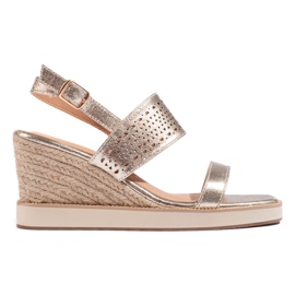 Gold women's wedge sandals golden