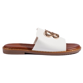 White women's flip-flops with decoration White women's flip-flops with decoration