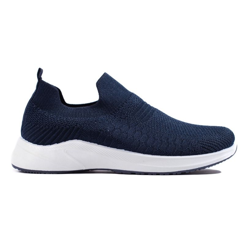 Navy blue textile sports shoes