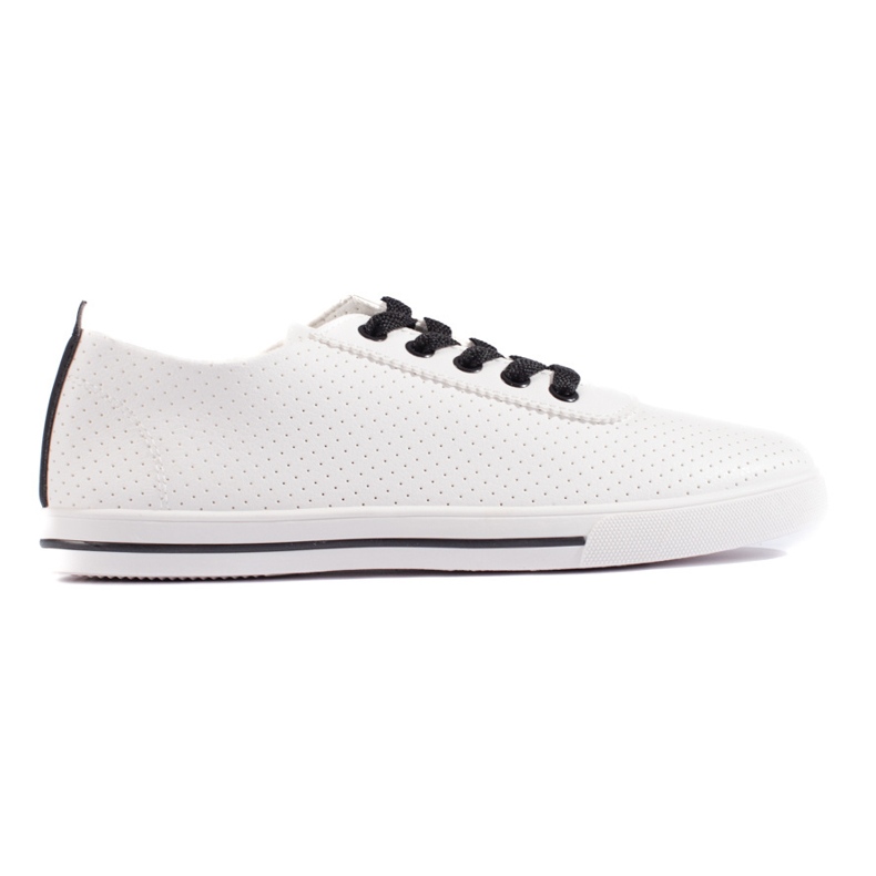 White women's sneakers with black laces