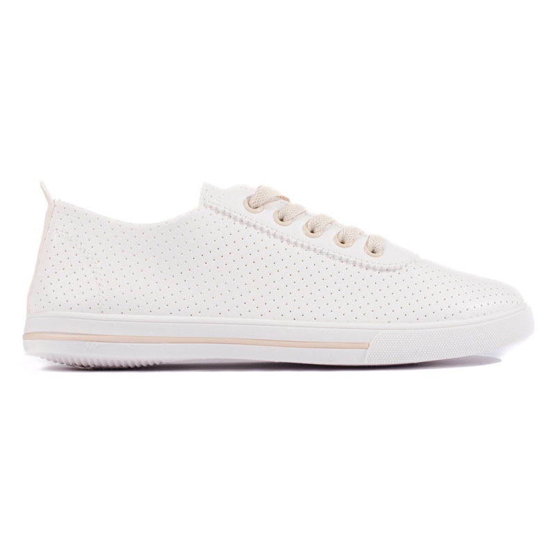 White women's sneakers with beige laces