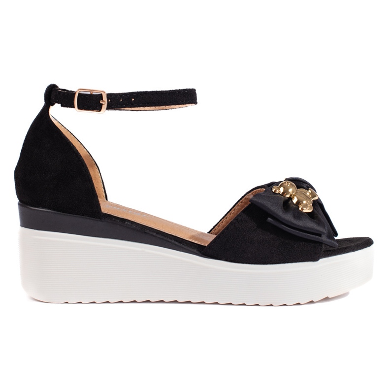 Seastar Black women's wedge sandals with a bow Seastar Black women's wedge sandals with a bow
