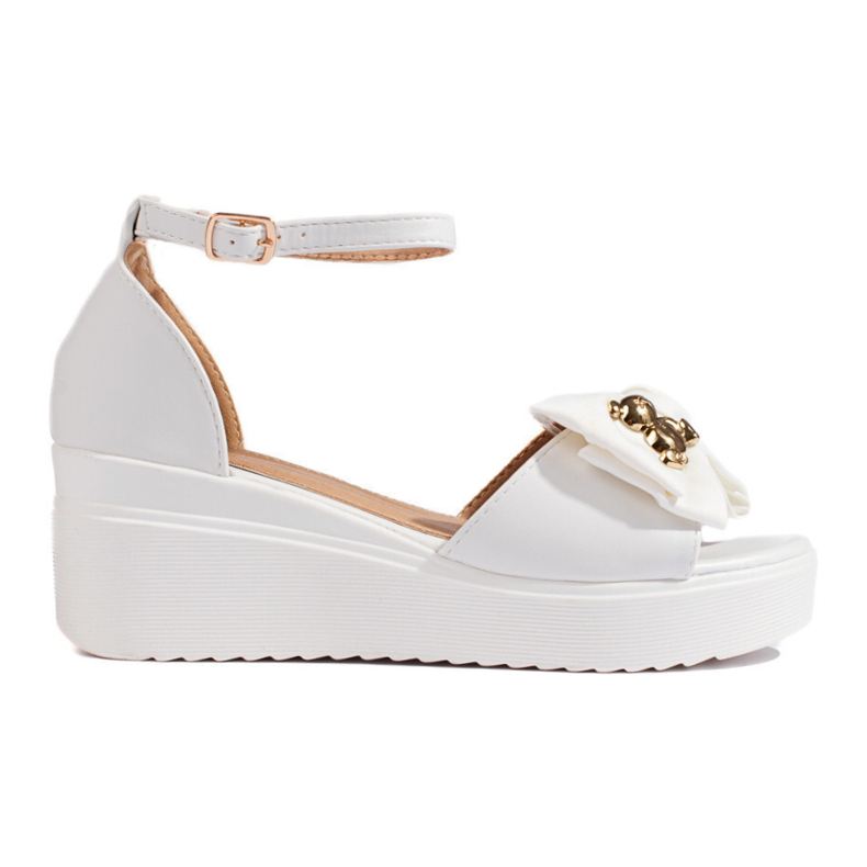 White women's wedge sandals with a bow White women's wedge sandals with a bow