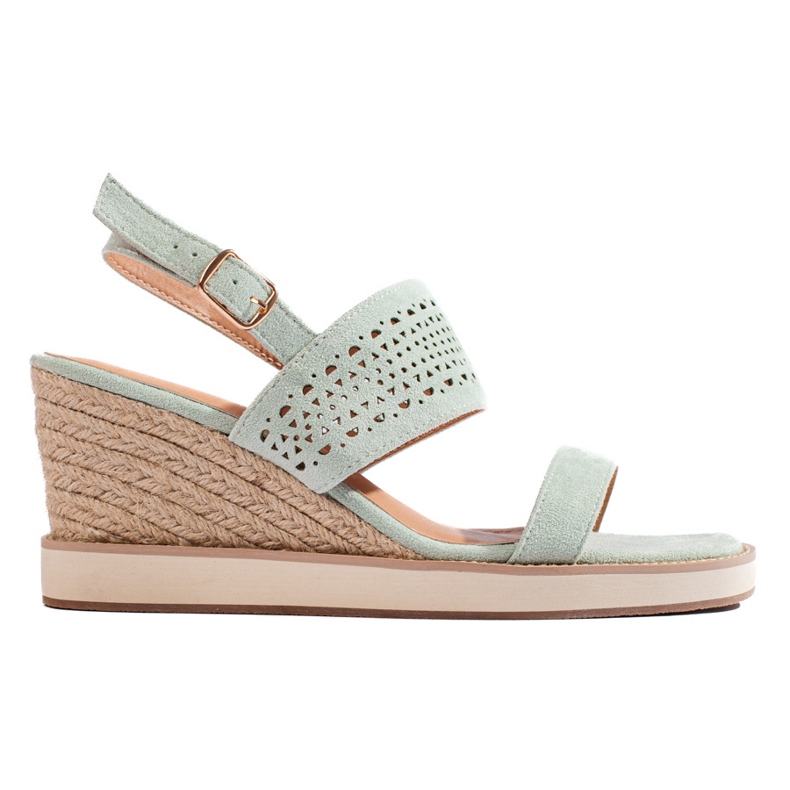 Green women's wedge sandals