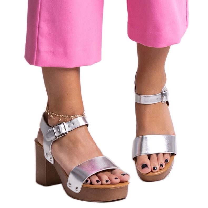 Silver massive Adilar high-heeled sandals Silver massive Adilar high-heeled sandals