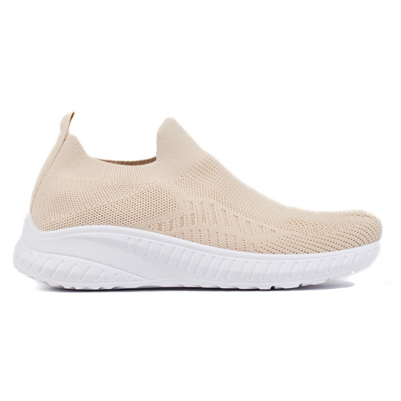 Women's beige slip-on sports shoes