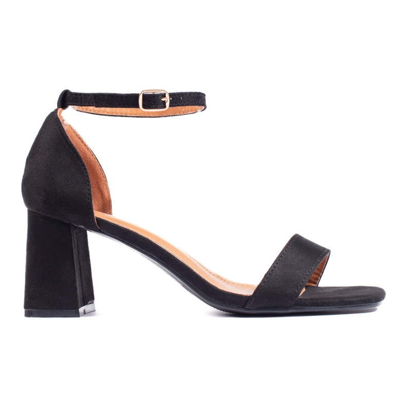 Suede black women's high-heeled sandals