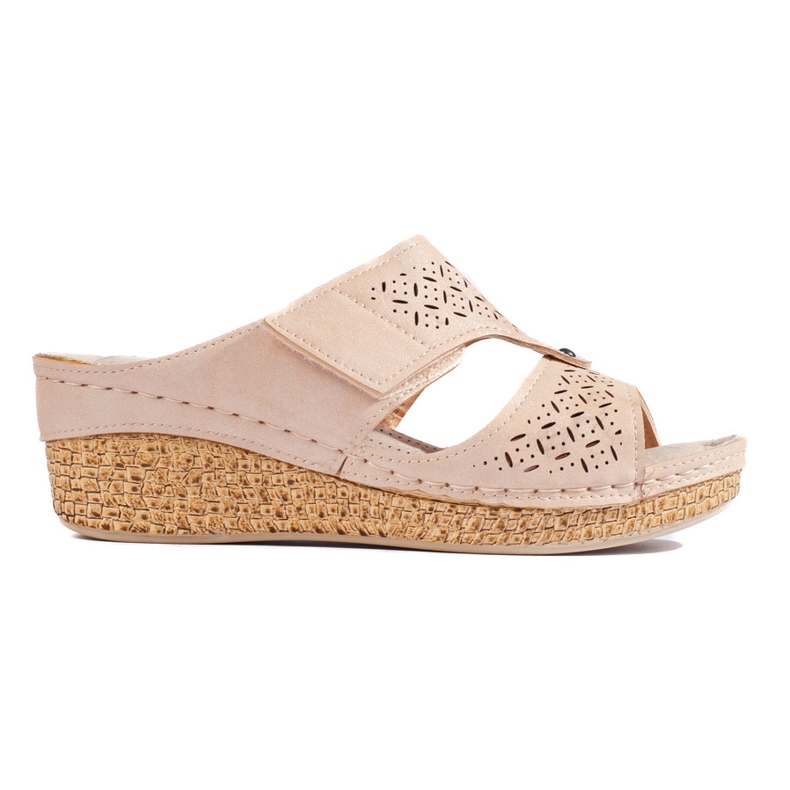 Women's beige wedge sandals